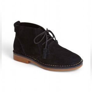 Hush Puppies Black Suede Chukka Boots Flat Lace Up Round Toe